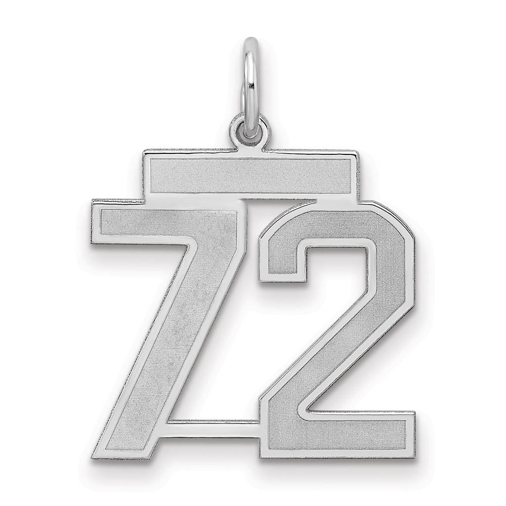 Sterling Silver, Jersey Collection, Medium Number 72 Pendant, Item P10413-72 by The Black Bow Jewelry Co.