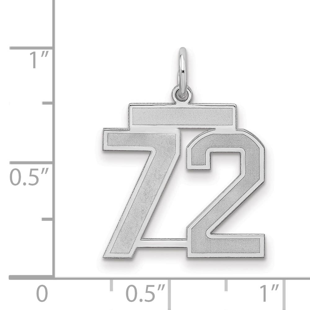 Alternate view of the Sterling Silver, Jersey Collection, Medium Number 72 Pendant by The Black Bow Jewelry Co.