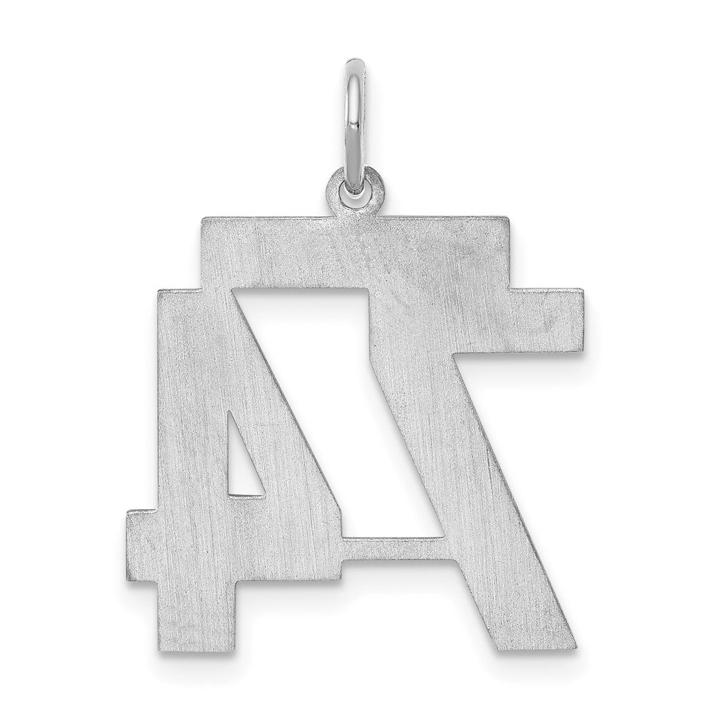Alternate view of the Sterling Silver, Jersey Collection, Medium Number 74 Pendant by The Black Bow Jewelry Co.