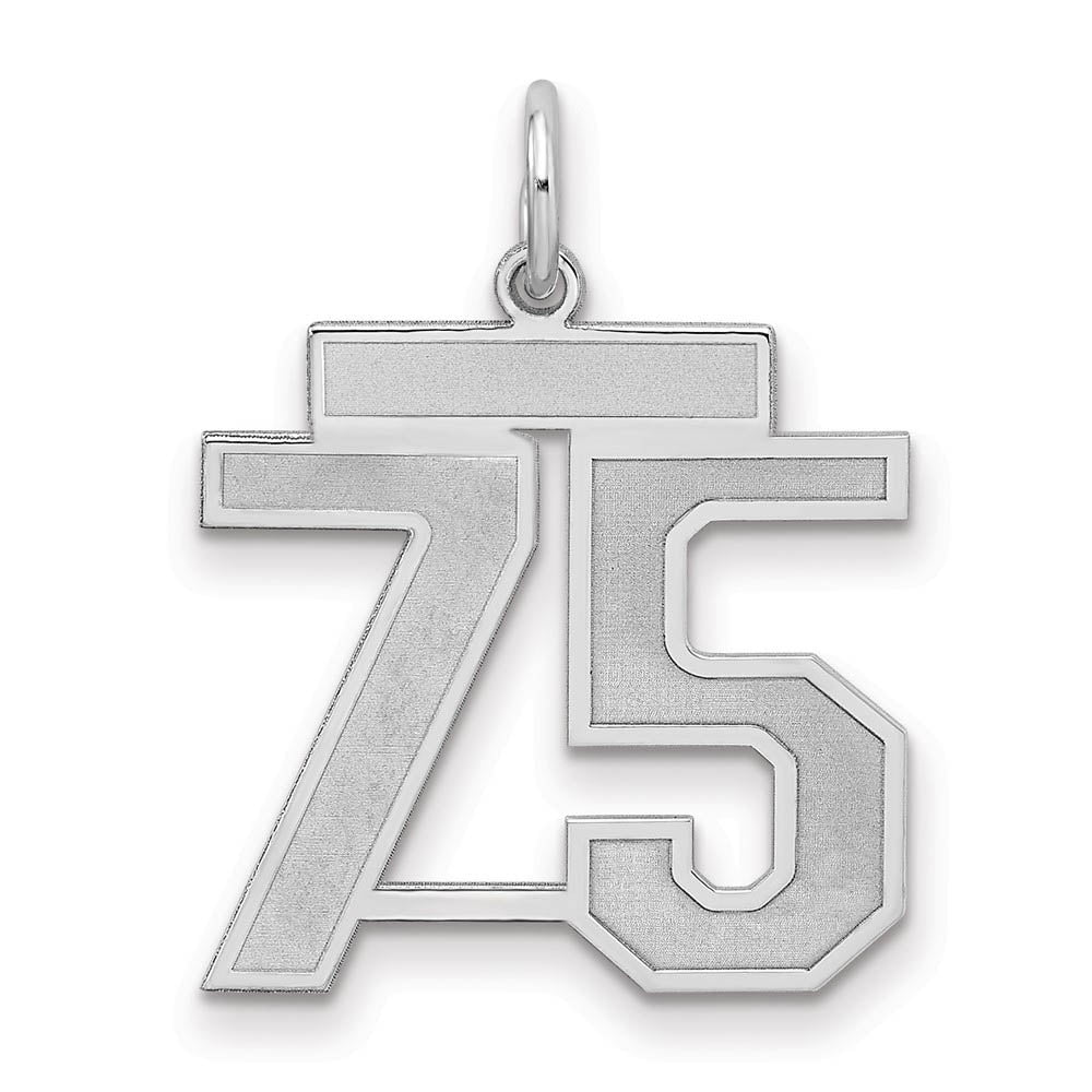 Sterling Silver, Jersey Collection, Medium Number 75 Pendant, Item P10413-75 by The Black Bow Jewelry Co.
