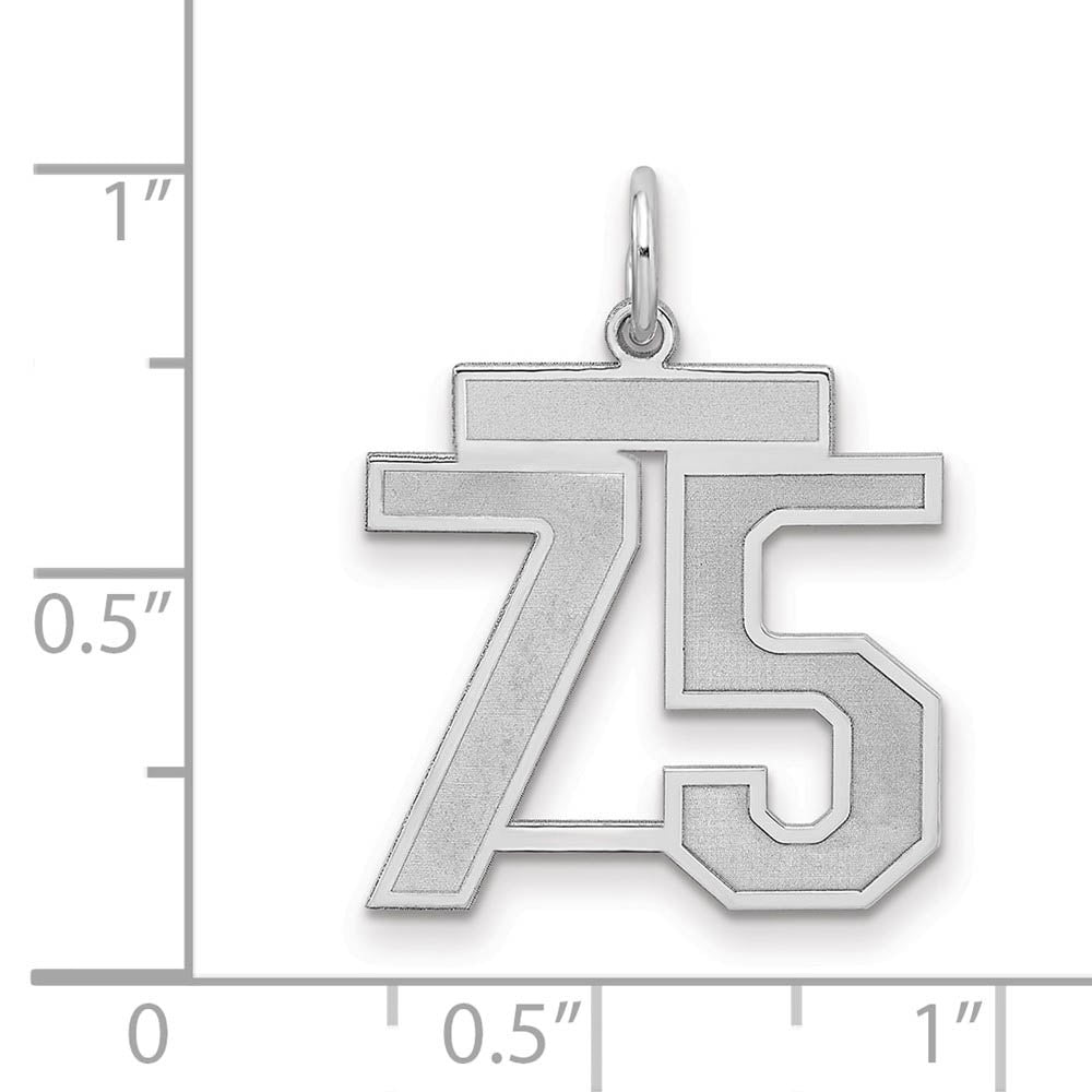 Alternate view of the Sterling Silver, Jersey Collection, Medium Number 75 Pendant by The Black Bow Jewelry Co.