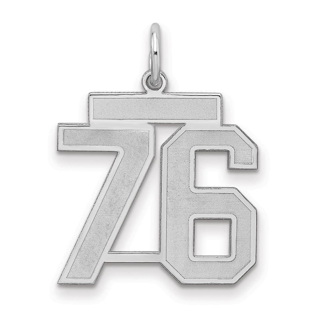 Sterling Silver, Jersey Collection, Medium Number 76 Pendant, Item P10413-76 by The Black Bow Jewelry Co.