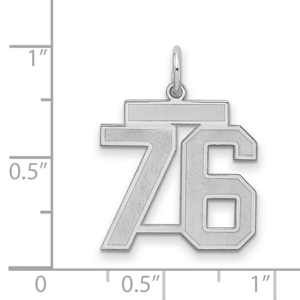 Alternate view of the Sterling Silver, Jersey Collection, Medium Number 76 Pendant by The Black Bow Jewelry Co.