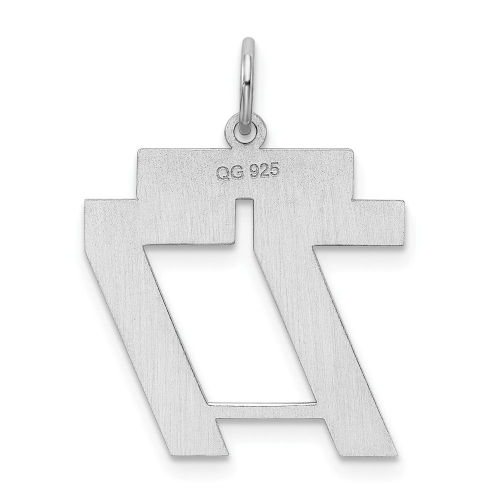 Alternate view of the Sterling Silver, Jersey Collection, Medium Number 77 Pendant by The Black Bow Jewelry Co.