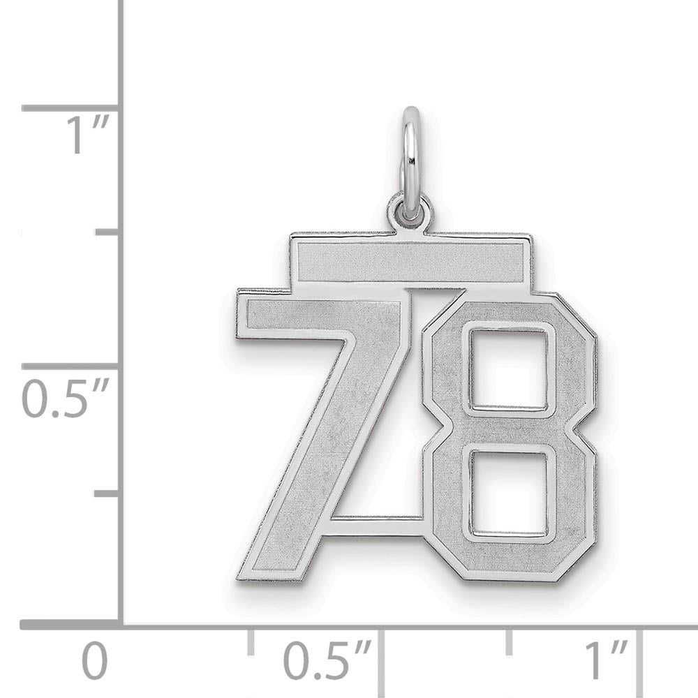 Alternate view of the Sterling Silver, Jersey Collection, Medium Number 78 Pendant by The Black Bow Jewelry Co.