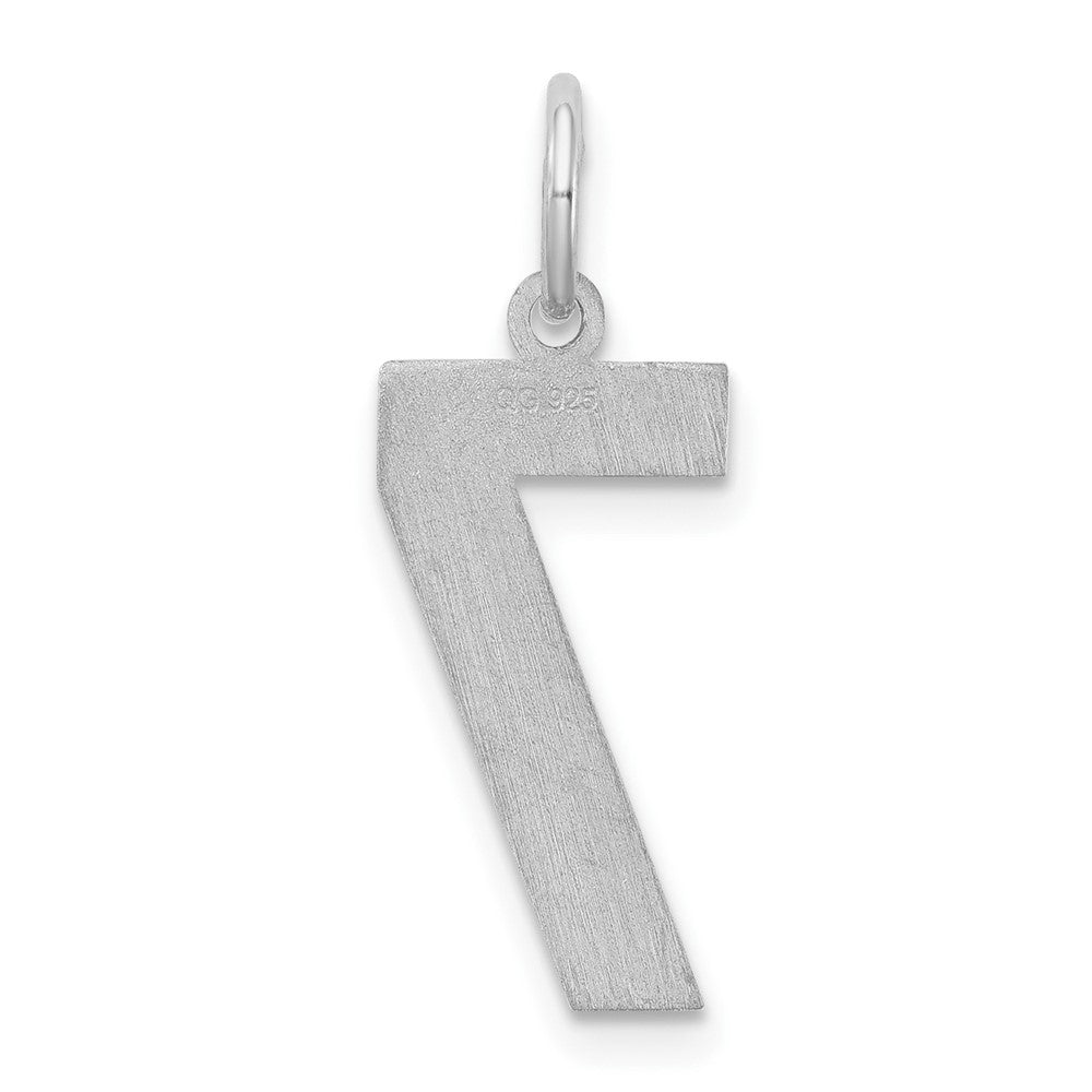 Alternate view of the Sterling Silver, Jersey Collection, Medium Number 7 Pendant by The Black Bow Jewelry Co.