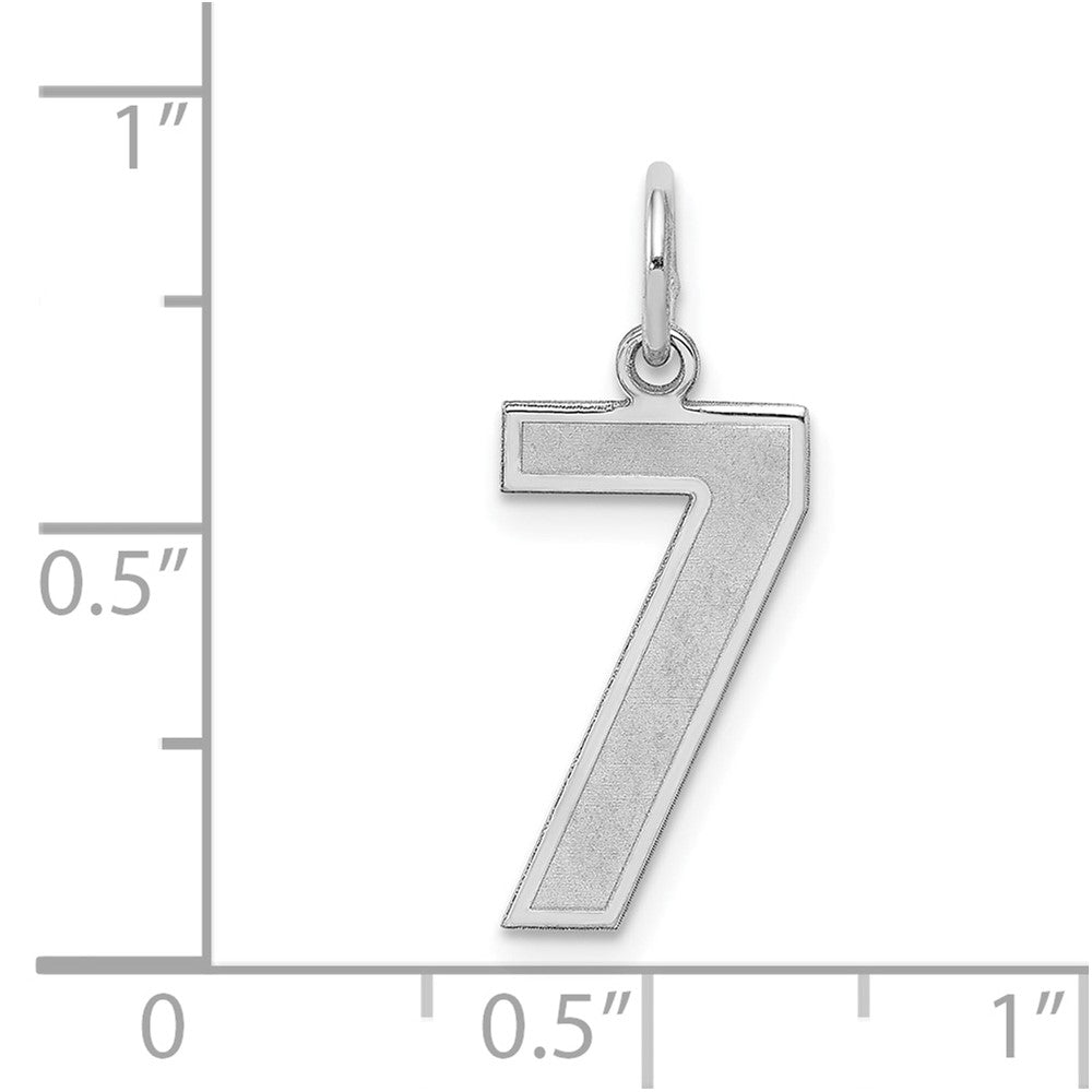 Alternate view of the Sterling Silver, Jersey Collection, Medium Number 7 Pendant by The Black Bow Jewelry Co.
