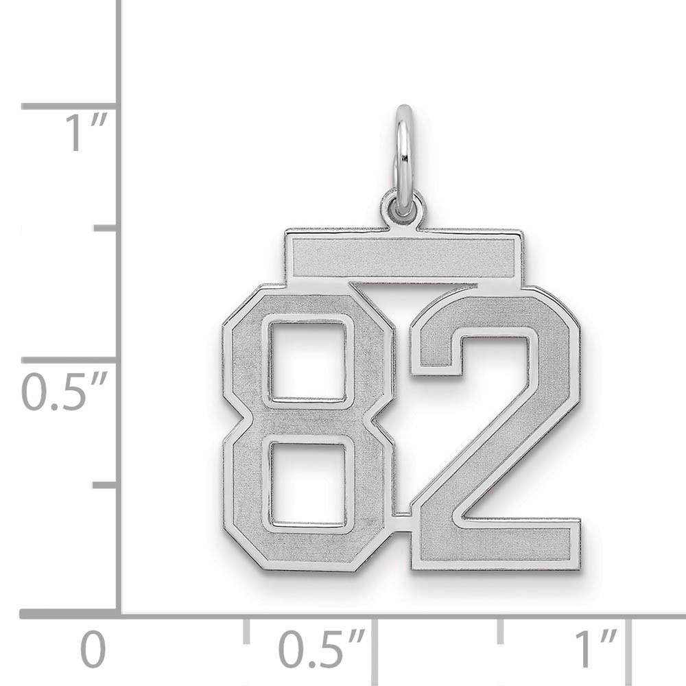 Alternate view of the Sterling Silver, Jersey Collection, Medium Number 82 Pendant by The Black Bow Jewelry Co.