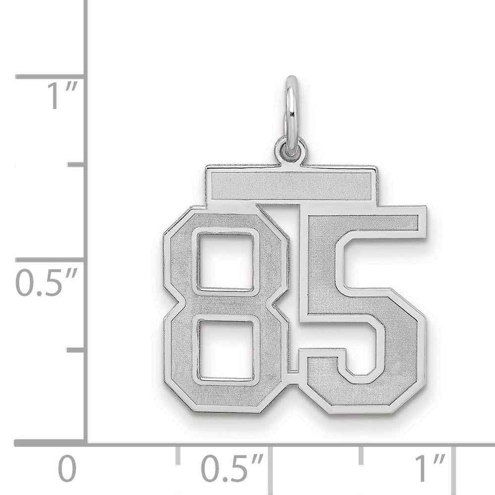 Alternate view of the Sterling Silver, Jersey Collection, Medium Number 85 Pendant by The Black Bow Jewelry Co.