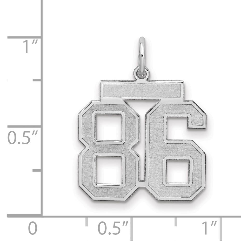 Alternate view of the Sterling Silver, Jersey Collection, Medium Number 86 Pendant by The Black Bow Jewelry Co.