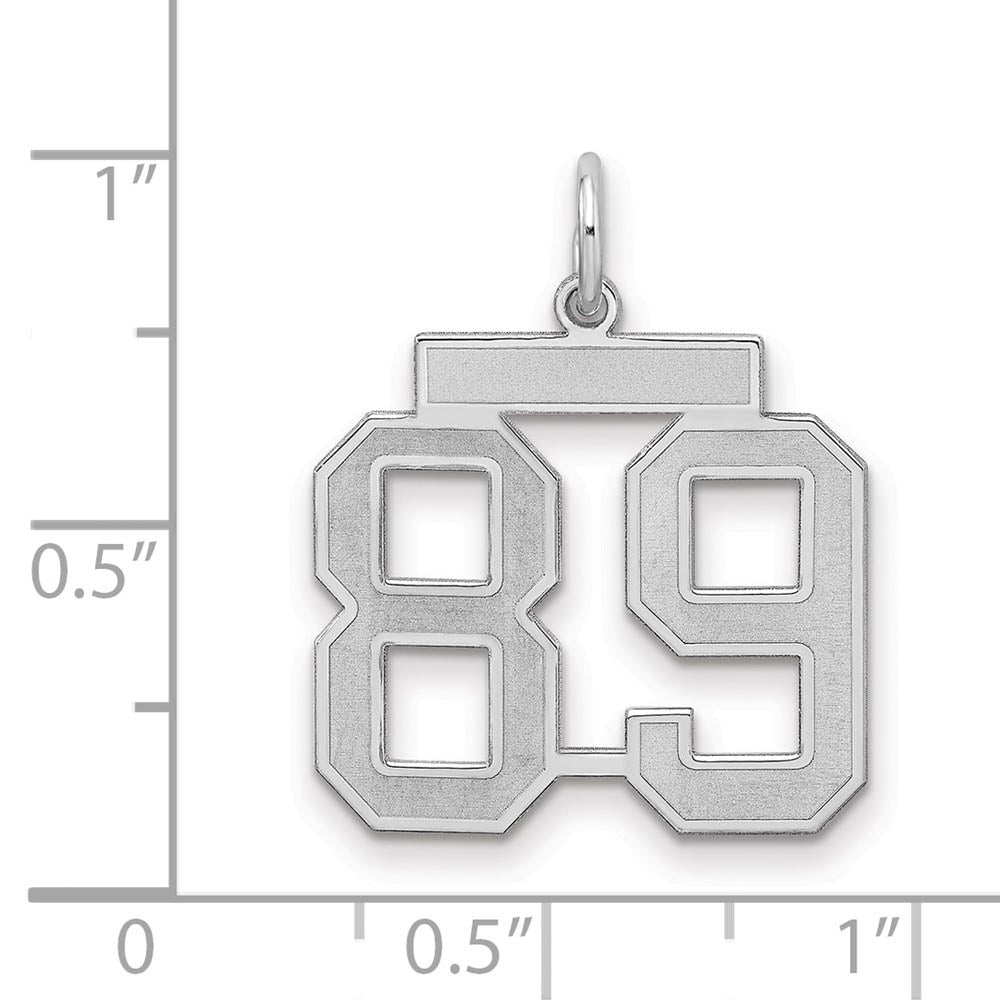 Alternate view of the Sterling Silver, Jersey Collection, Medium Number 89 Pendant by The Black Bow Jewelry Co.