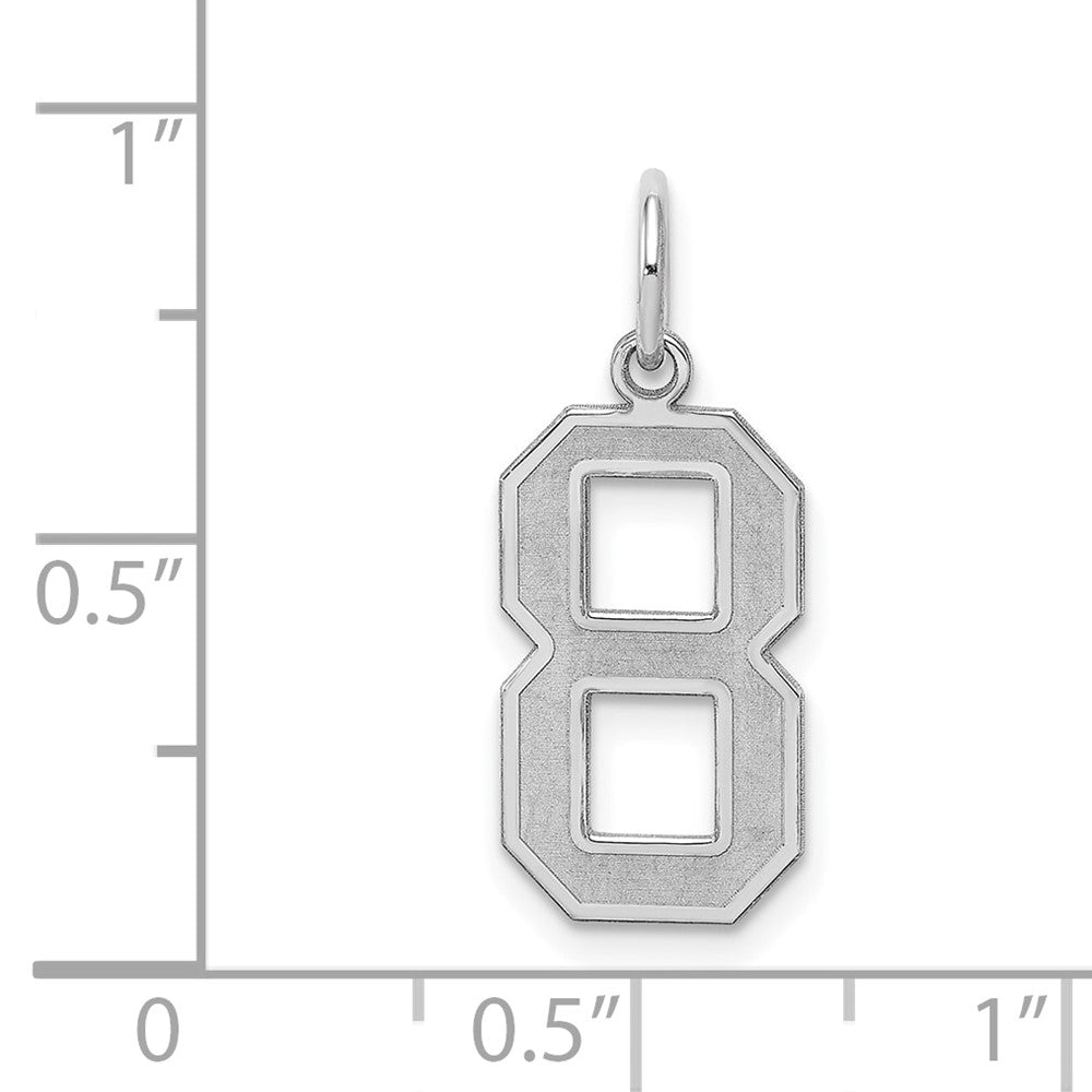 Alternate view of the Sterling Silver, Jersey Collection, Medium Number 8 Pendant by The Black Bow Jewelry Co.