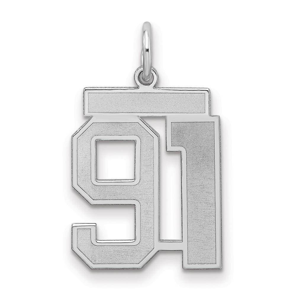 Sterling Silver, Jersey Collection, Medium Number 91 Pendant, Item P10413-91 by The Black Bow Jewelry Co.
