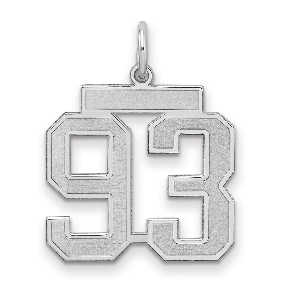 Sterling Silver, Jersey Collection, Medium Number 93 Pendant, Item P10413-93 by The Black Bow Jewelry Co.