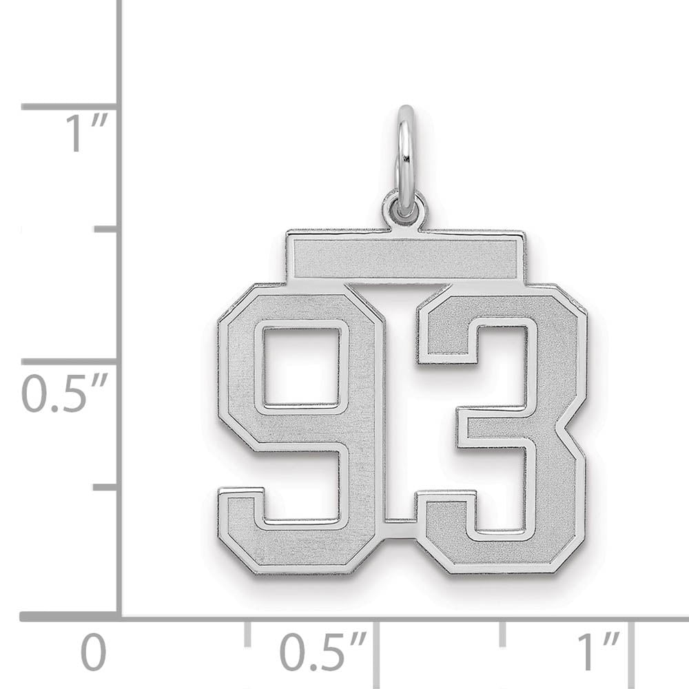 Alternate view of the Sterling Silver, Jersey Collection, Medium Number 93 Pendant by The Black Bow Jewelry Co.