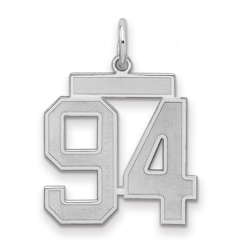 Sterling Silver, Jersey Collection, Medium Number 94 Pendant, Item P10413-94 by The Black Bow Jewelry Co.