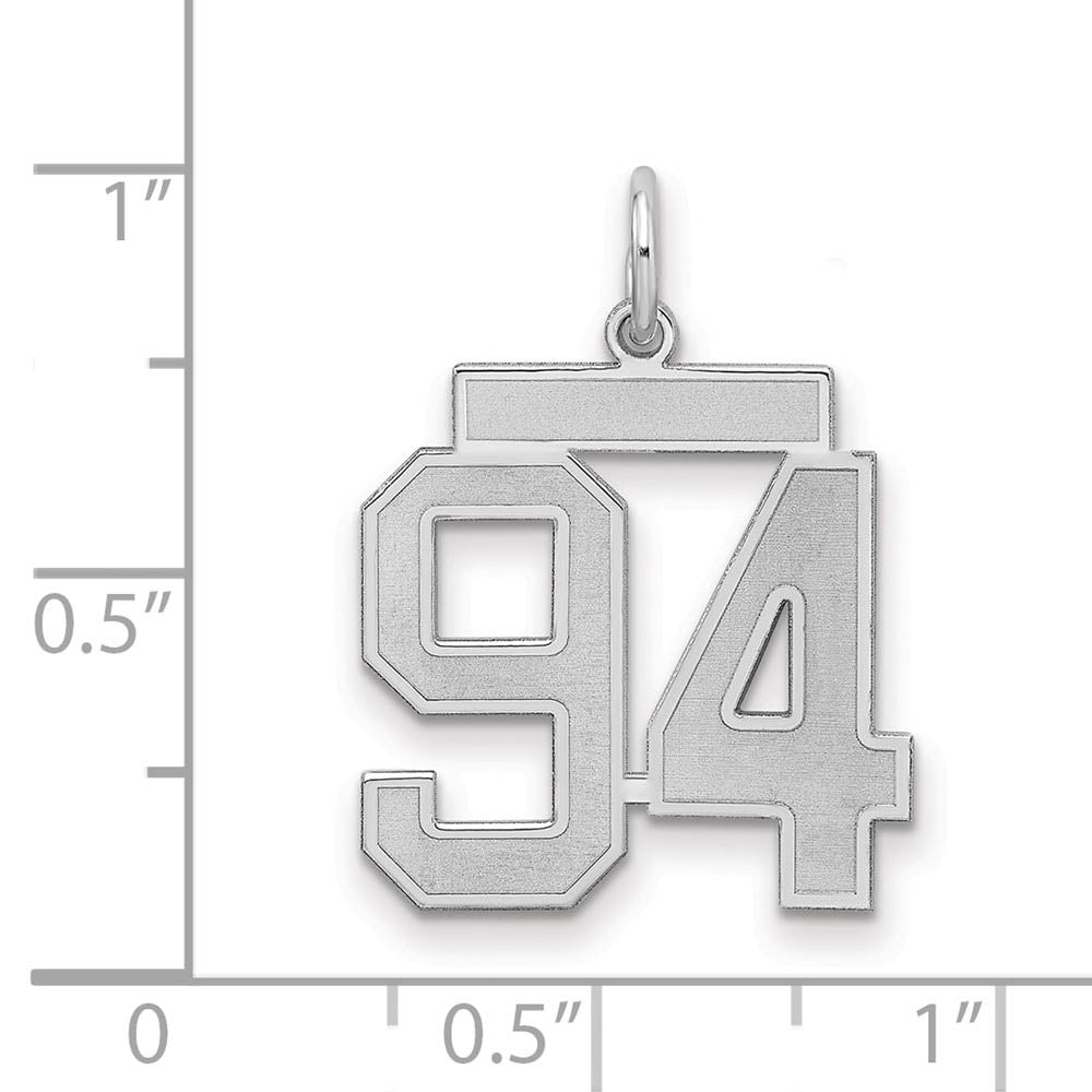 Alternate view of the Sterling Silver, Jersey Collection, Medium Number 94 Pendant by The Black Bow Jewelry Co.