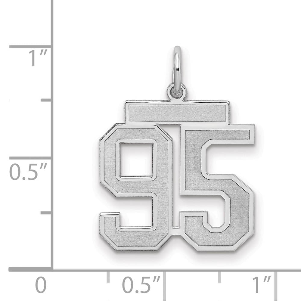 Alternate view of the Sterling Silver, Jersey Collection, Medium Number 95 Pendant by The Black Bow Jewelry Co.