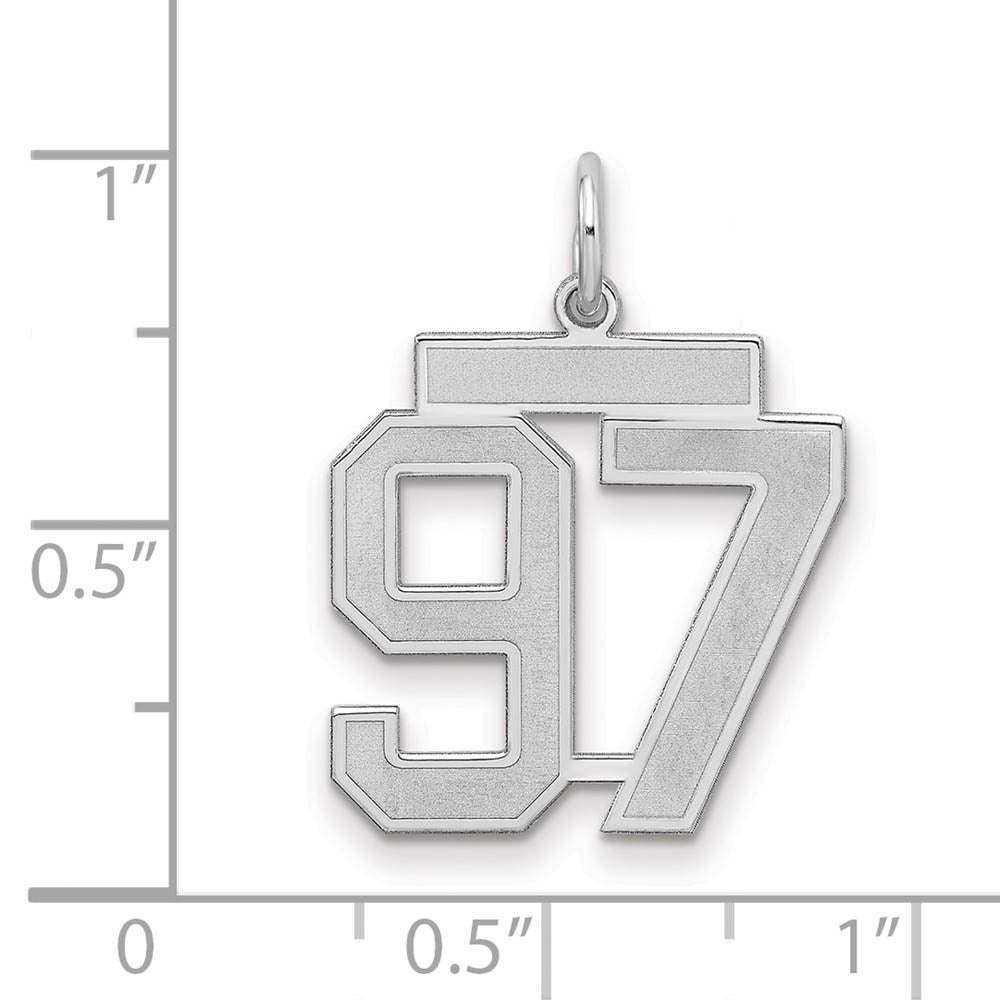 Alternate view of the Sterling Silver, Jersey Collection, Medium Number 97 Pendant by The Black Bow Jewelry Co.
