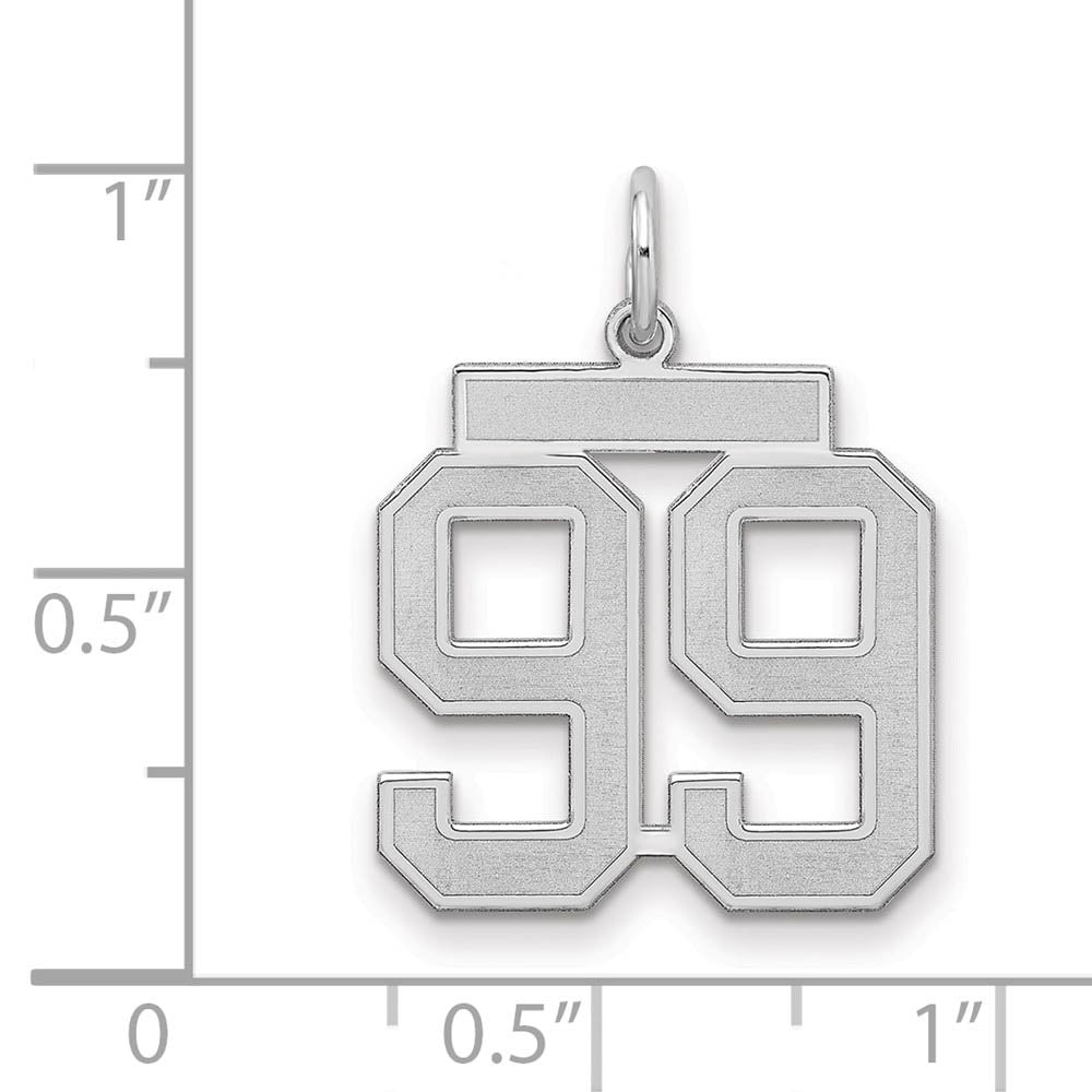 Alternate view of the Sterling Silver, Jersey Collection, Medium Number 99 Pendant by The Black Bow Jewelry Co.