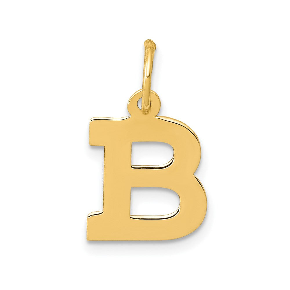 14k Yellow Gold, Amanda Collection, Small Block Initial B Pendant, Item P10415-B by The Black Bow Jewelry Co.