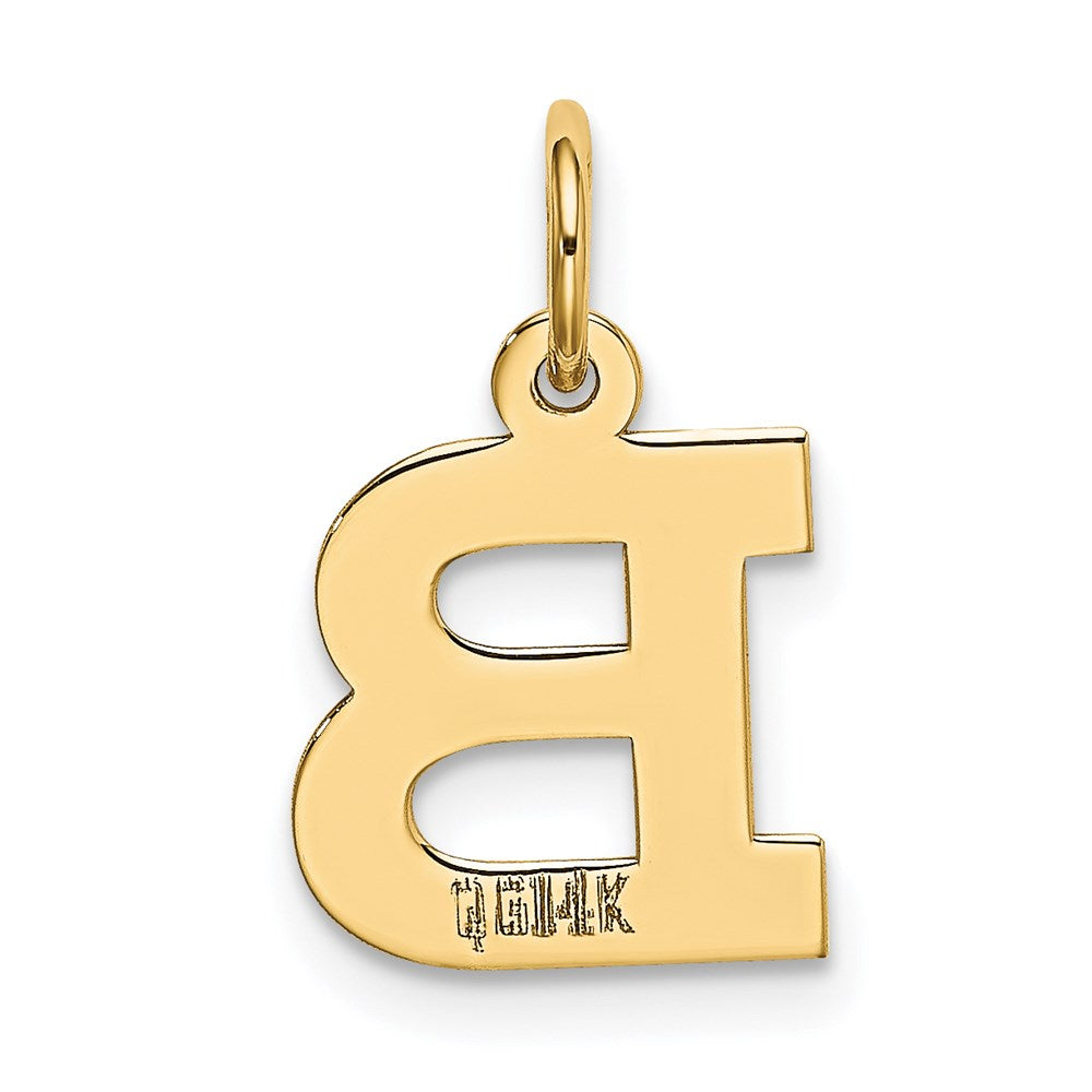 Alternate view of the 14k Yellow Gold, Amanda Collection, Small Block Initial B Pendant by The Black Bow Jewelry Co.