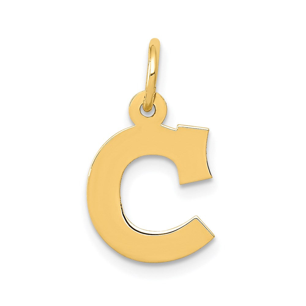 14k Yellow Gold, Amanda Collection, Small Block Initial C Pendant, Item P10415-C by The Black Bow Jewelry Co.