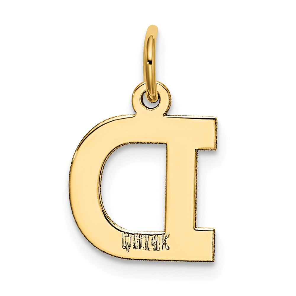 Alternate view of the 14k Yellow Gold, Amanda Collection, Small Block Initial D Pendant by The Black Bow Jewelry Co.
