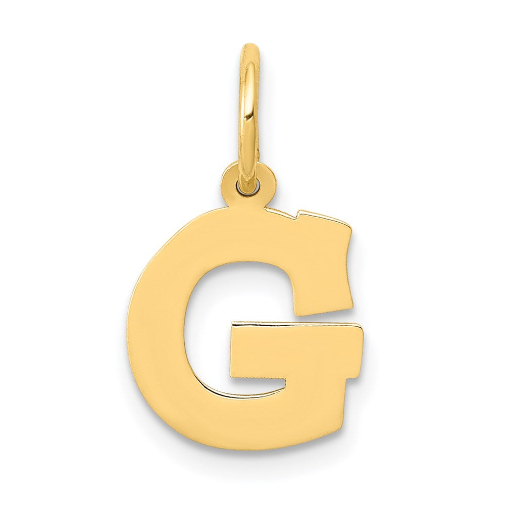 14k Yellow Gold, Amanda Collection, Small Block Initial G Pendant, Item P10415-G by The Black Bow Jewelry Co.