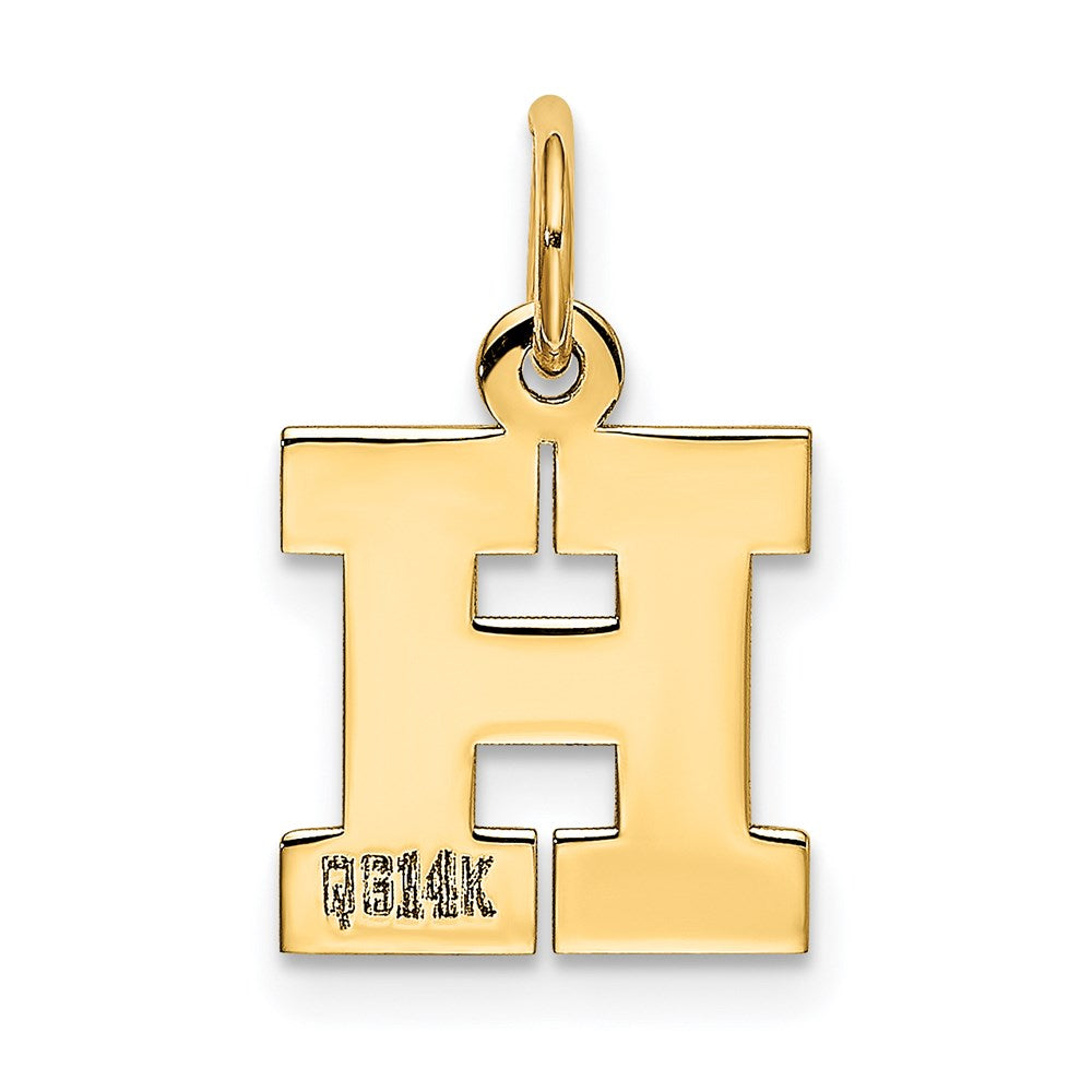 Alternate view of the 14k Yellow Gold, Amanda Collection, Small Block Initial H Pendant by The Black Bow Jewelry Co.
