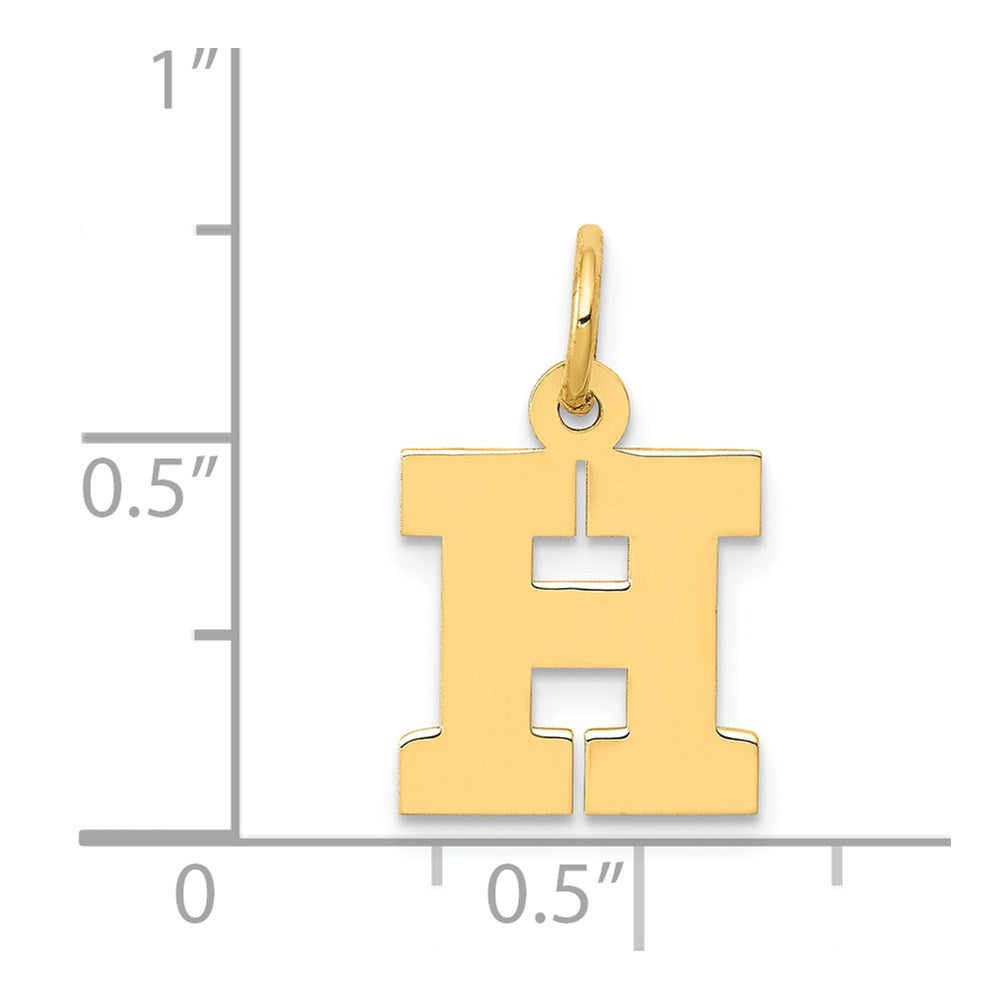 Alternate view of the 14k Yellow Gold, Amanda Collection, Small Block Initial H Pendant by The Black Bow Jewelry Co.