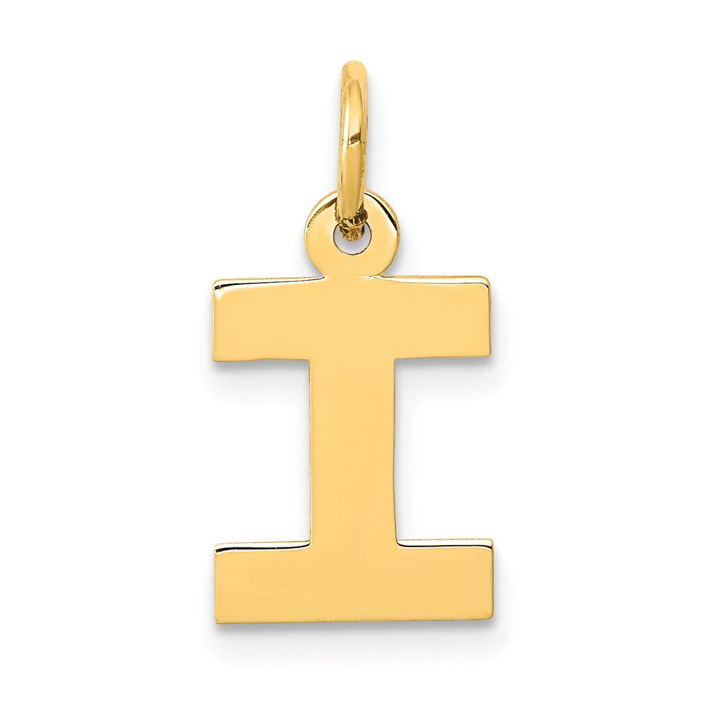 14k Yellow Gold, Amanda Collection, Small Block Initial I Pendant, Item P10415-I by The Black Bow Jewelry Co.