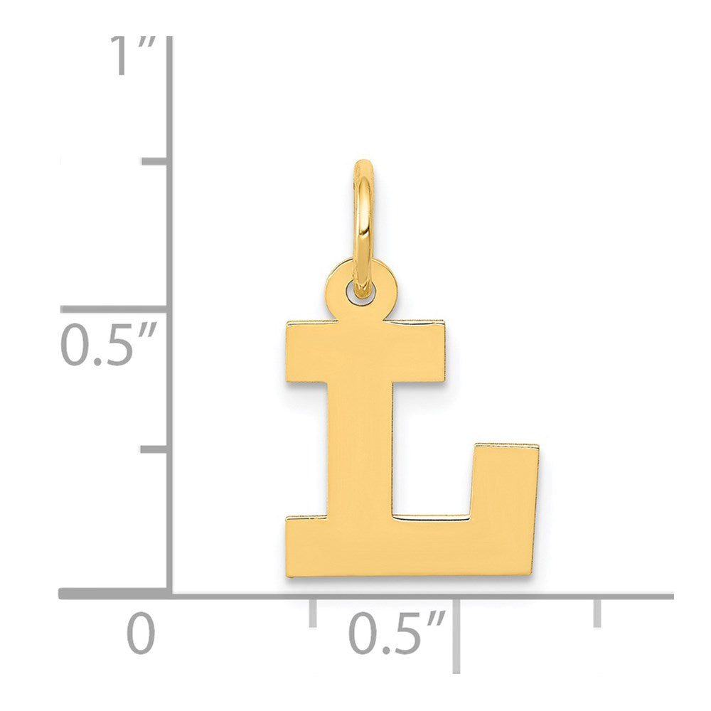 Alternate view of the 14k Yellow Gold, Amanda Collection, Small Block Initial L Pendant by The Black Bow Jewelry Co.