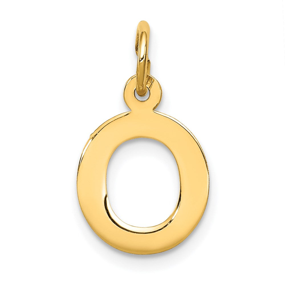 14k Yellow Gold, Amanda Collection, Small Block Initial O Pendant, Item P10415-O by The Black Bow Jewelry Co.