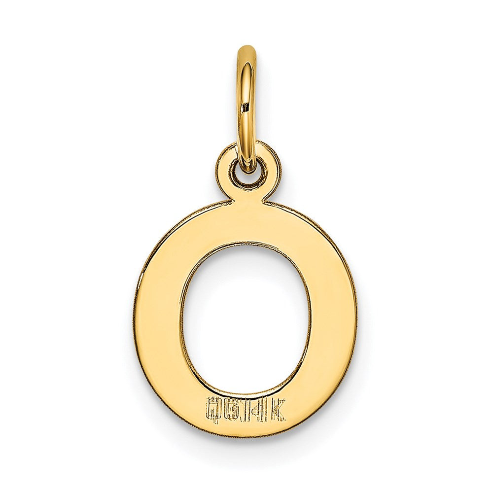 Alternate view of the 14k Yellow Gold, Amanda Collection, Small Block Initial O Pendant by The Black Bow Jewelry Co.