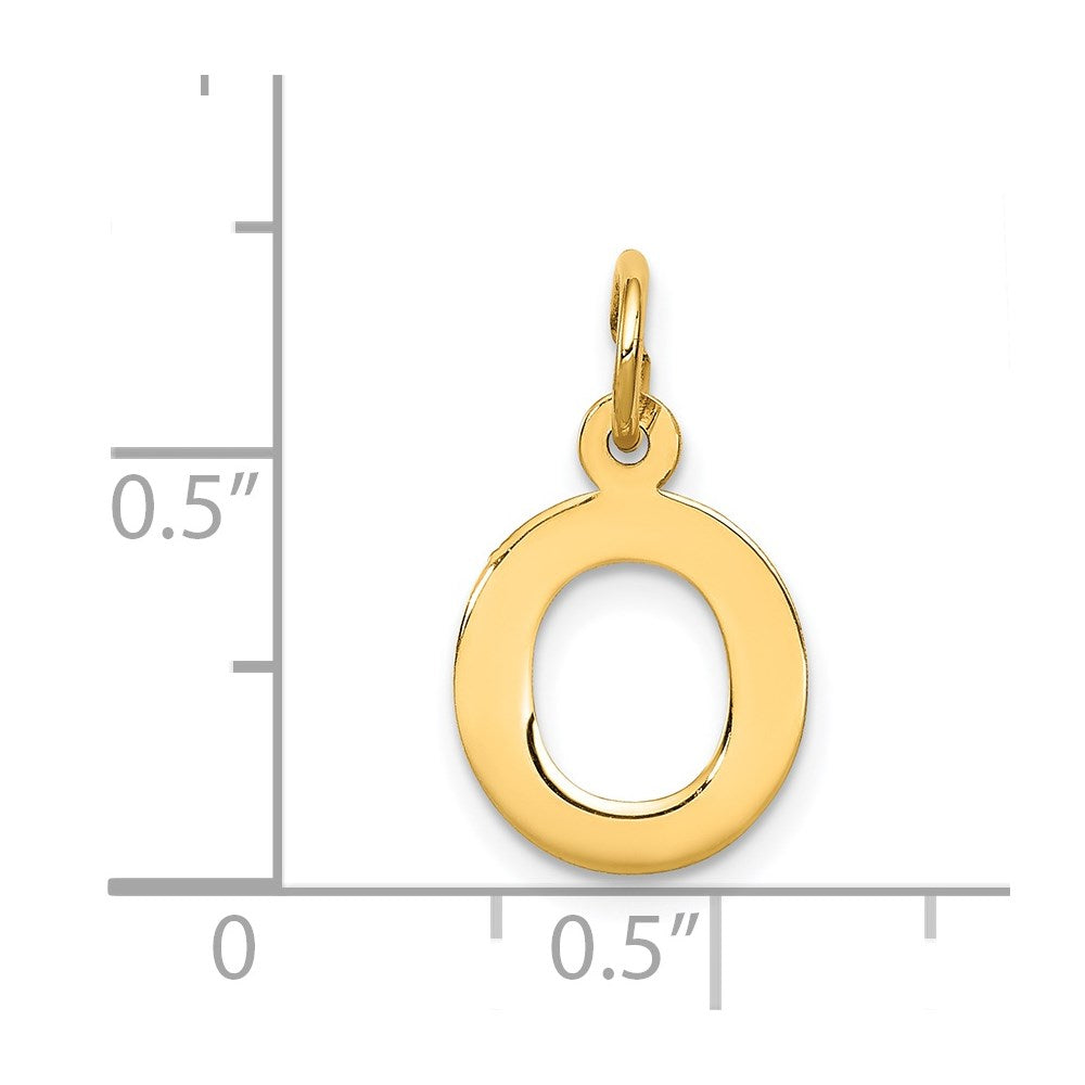 Alternate view of the 14k Yellow Gold, Amanda Collection, Small Block Initial O Pendant by The Black Bow Jewelry Co.