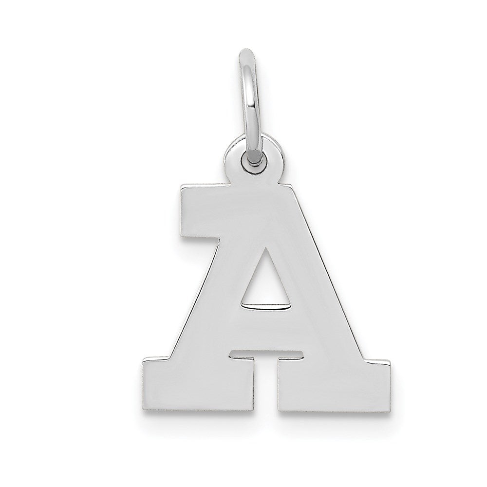 14k White Gold, Amanda Collection, Small Block Style Initial A Pendant, Item P10416-A by The Black Bow Jewelry Co.