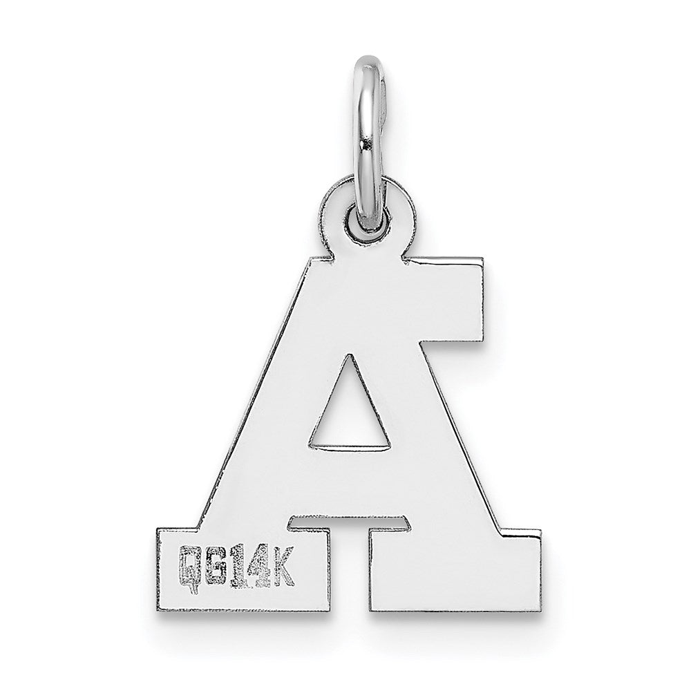 Alternate view of the 14k White Gold, Amanda Collection, Small Block Style Initial A Pendant by The Black Bow Jewelry Co.
