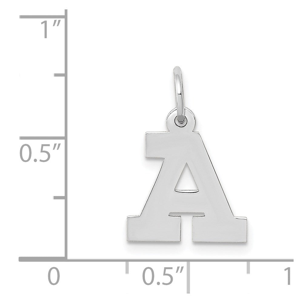 Alternate view of the 14k White Gold, Amanda Collection, Small Block Style Initial A Pendant by The Black Bow Jewelry Co.