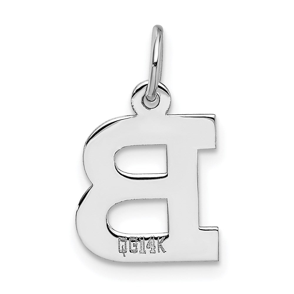 Alternate view of the 14k White Gold, Amanda Collection, Small Block Style Initial B Pendant by The Black Bow Jewelry Co.