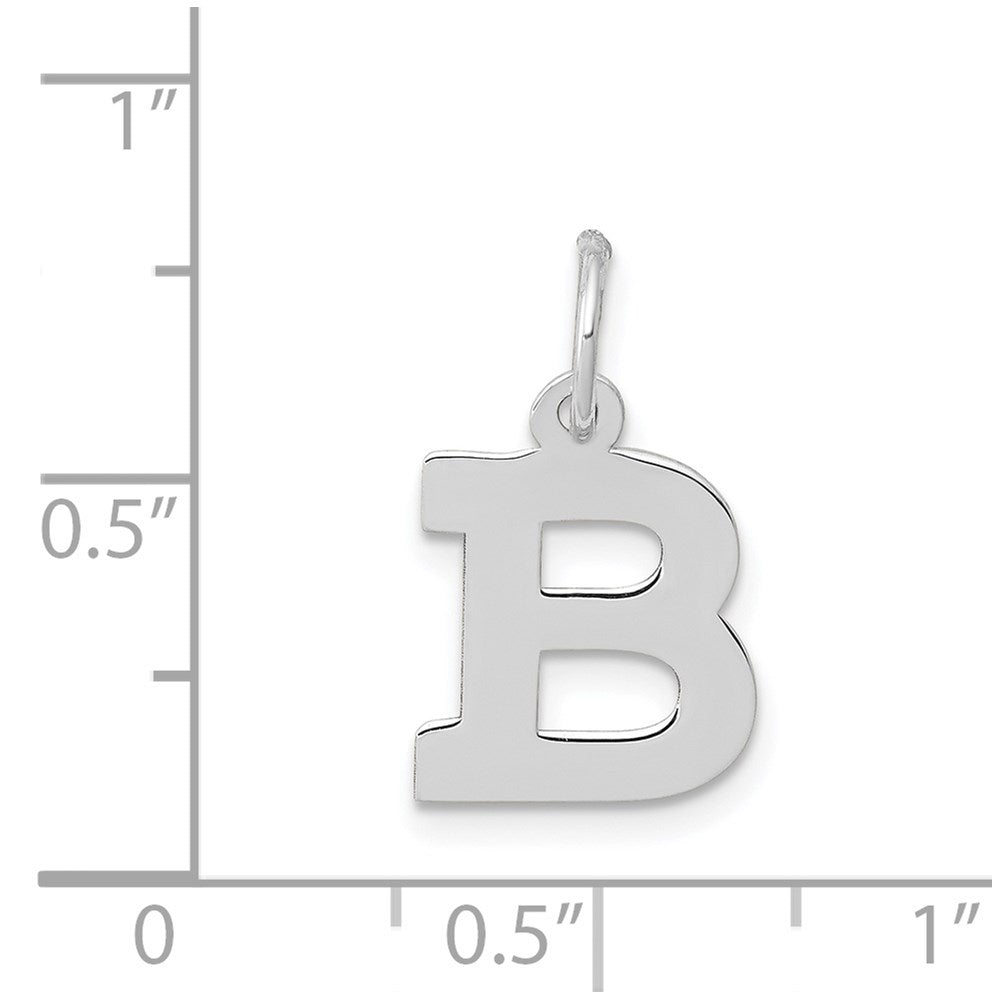 Alternate view of the 14k White Gold, Amanda Collection, Small Block Style Initial B Pendant by The Black Bow Jewelry Co.