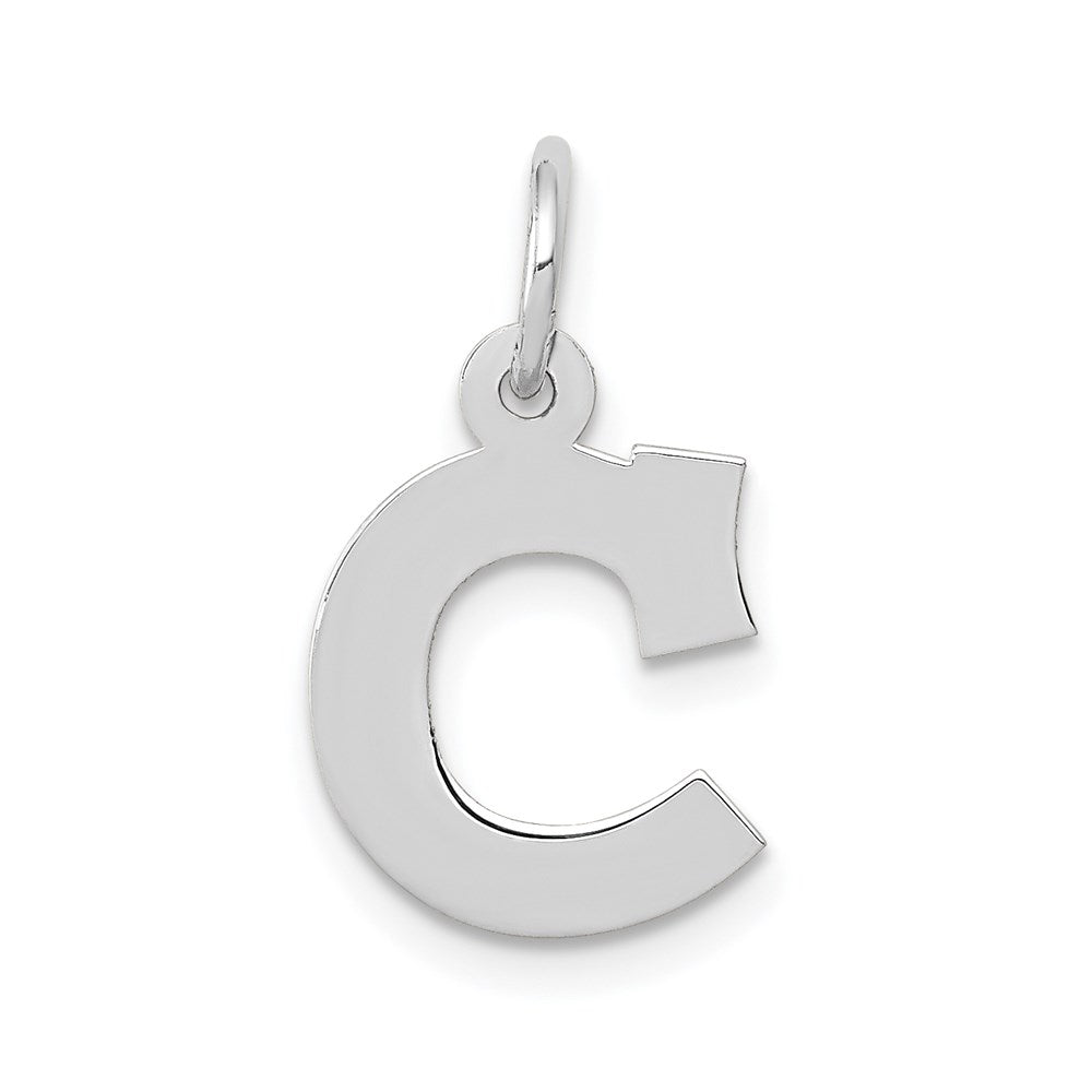 14k White Gold, Amanda Collection, Small Block Style Initial C Pendant, Item P10416-C by The Black Bow Jewelry Co.