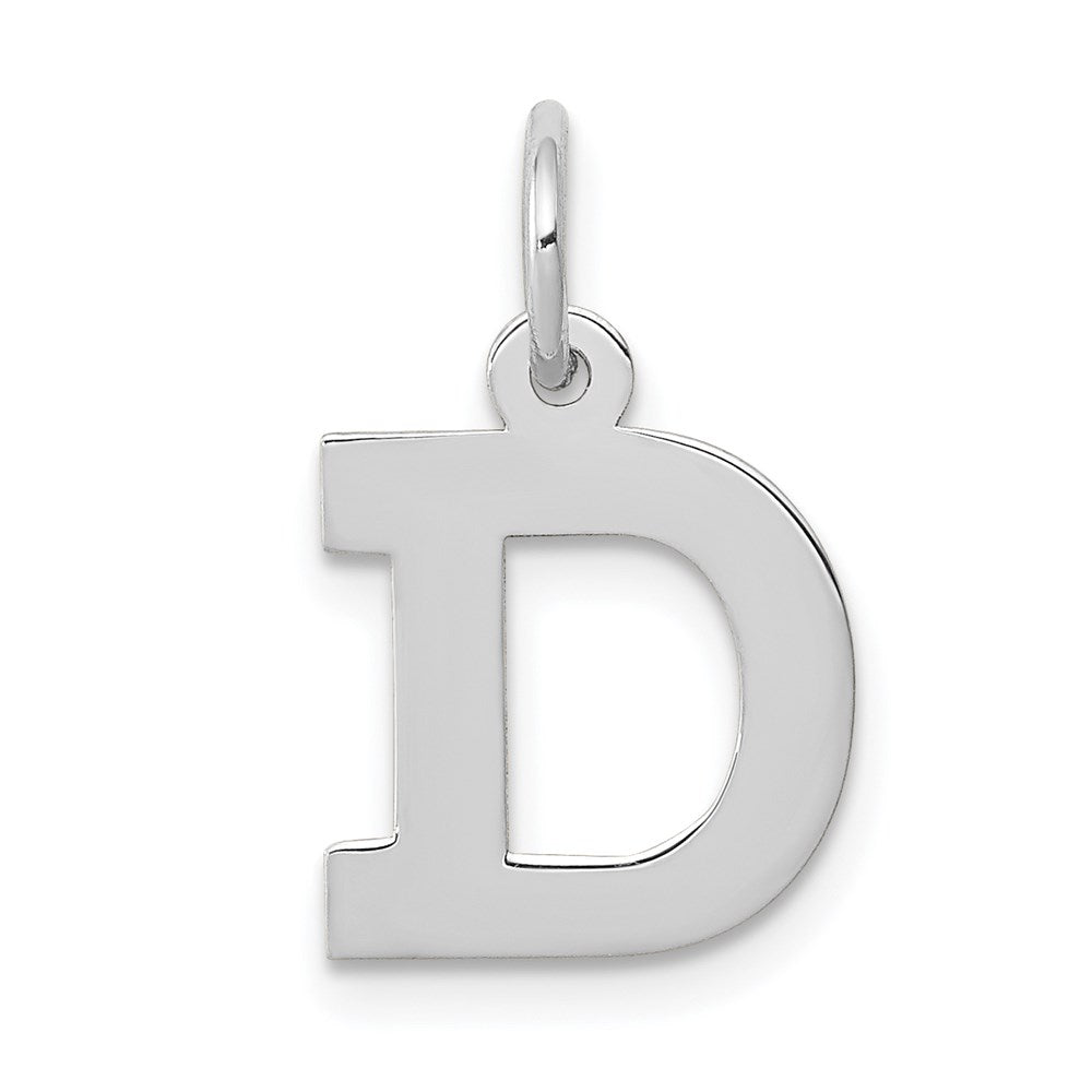 14k White Gold, Amanda Collection, Small Block Style Initial D Pendant, Item P10416-D by The Black Bow Jewelry Co.