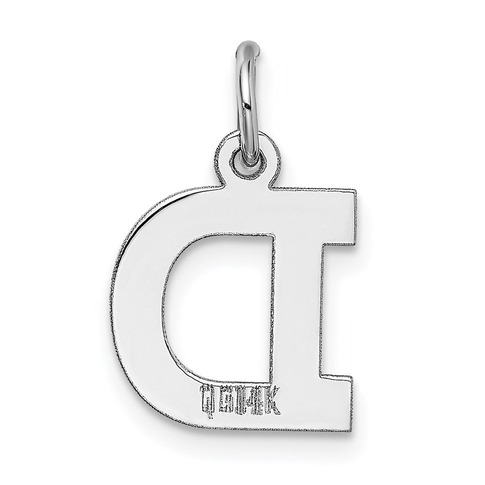 Alternate view of the 14k White Gold, Amanda Collection, Small Block Style Initial D Pendant by The Black Bow Jewelry Co.