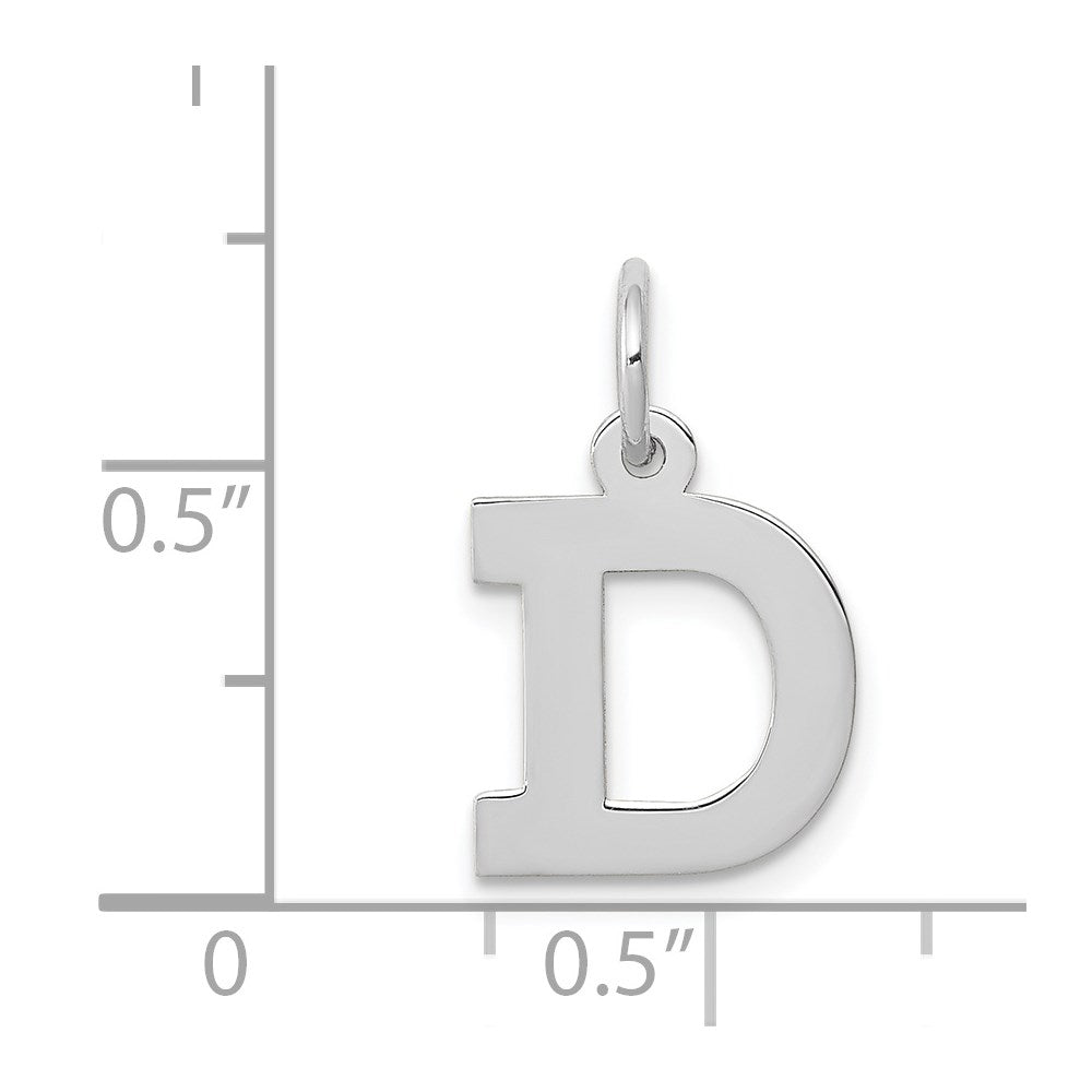 Alternate view of the 14k White Gold, Amanda Collection, Small Block Style Initial D Pendant by The Black Bow Jewelry Co.