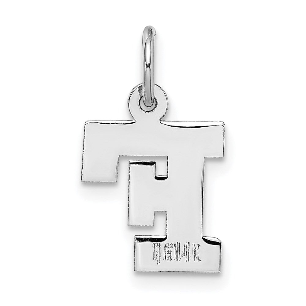 Alternate view of the 14k White Gold, Amanda Collection, Small Block Style Initial F Pendant by The Black Bow Jewelry Co.