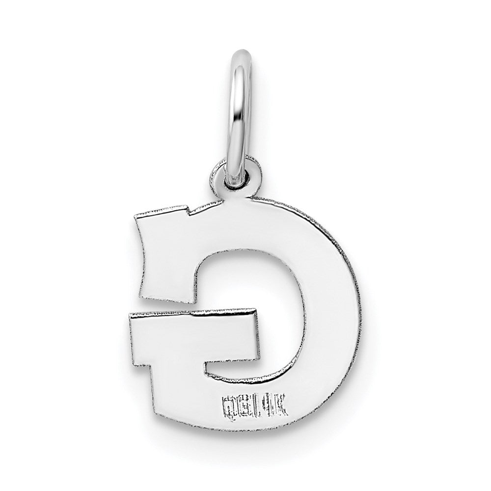 Alternate view of the 14k White Gold, Amanda Collection, Small Block Style Initial G Pendant by The Black Bow Jewelry Co.