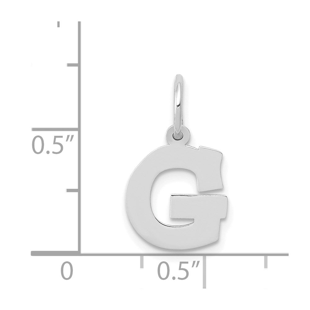 Alternate view of the 14k White Gold, Amanda Collection, Small Block Style Initial G Pendant by The Black Bow Jewelry Co.