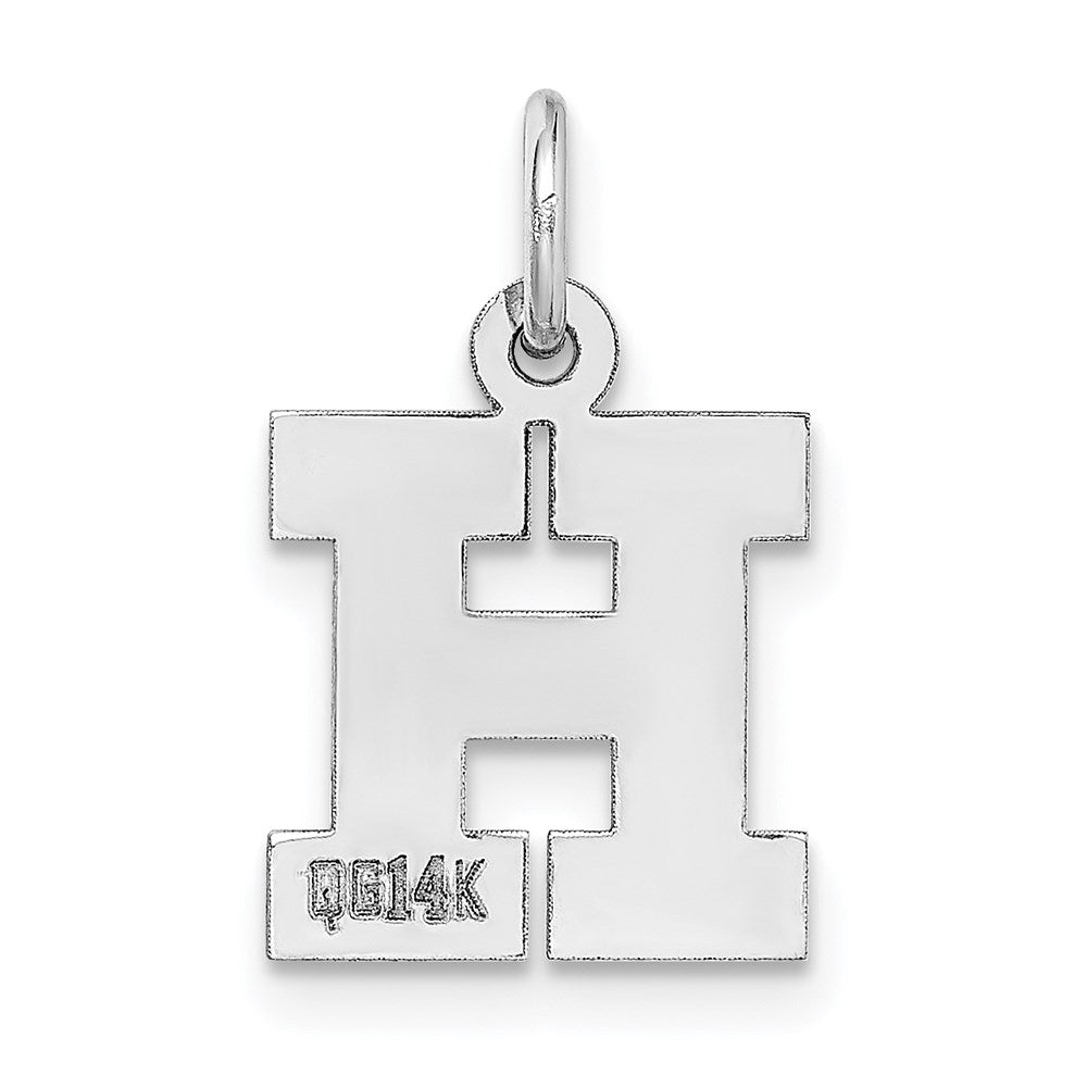 Alternate view of the 14k White Gold, Amanda Collection, Small Block Style Initial H Pendant by The Black Bow Jewelry Co.