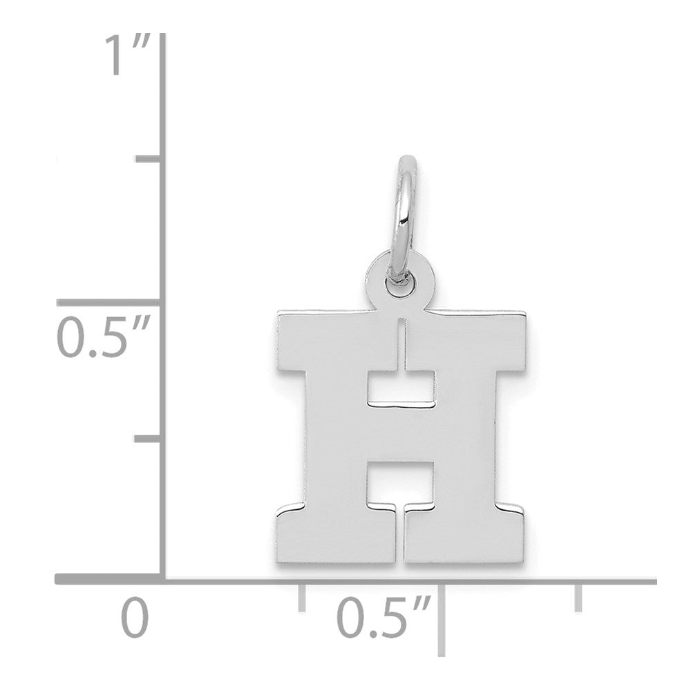 Alternate view of the 14k White Gold, Amanda Collection, Small Block Style Initial H Pendant by The Black Bow Jewelry Co.